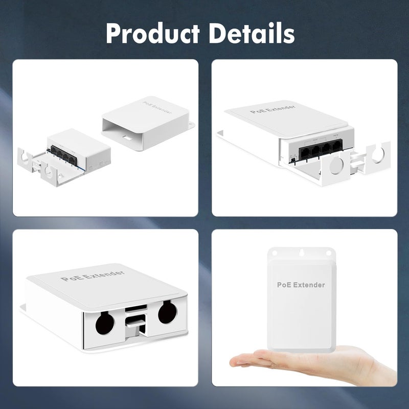 Binardat PoE Switch Passthrough for Outdoor, 1 PoE in 3 PoE Out Extender, IEEE802.3af/at PoE Powered, 100Mbps Ethernet, Wall Mount Waterproof Plug and Play - Image 3