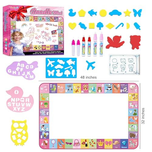 Wedopro Toddlers Toys Water Doodle Mat 48 X 32 Inch Large Mess Free Coloring Drawing Mat Instant Drying Kids Educational Toys for Girls Age 35 Home Activities BirthdayChristmas Gifts for Girls Boys - Image 5