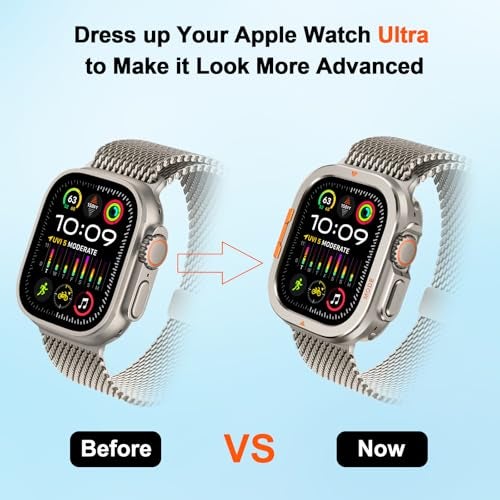 Suphart 2 in-1 Metal Cover Compatible with Apple Watch Ultra 3/2/1 Case 49mm, Rugged Bumper with Back Protector for iWatch Ultra 49mm, Titanium - Image 4