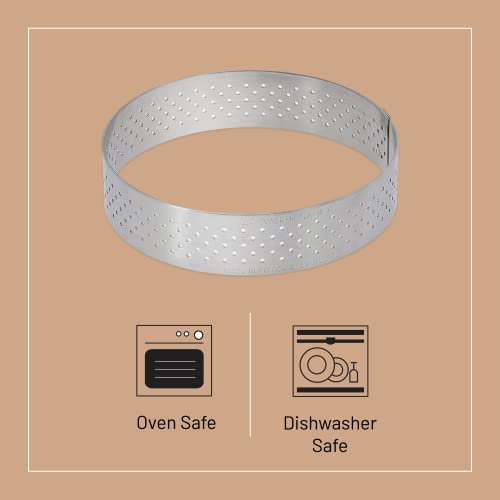 de Buyer Perforated Round Tart Ring - 5” Diameter, 0.8” Height - Perfect for Baking Beautifully Crisp Tarts - Easy to Use & Clean - Made in France - Image 3