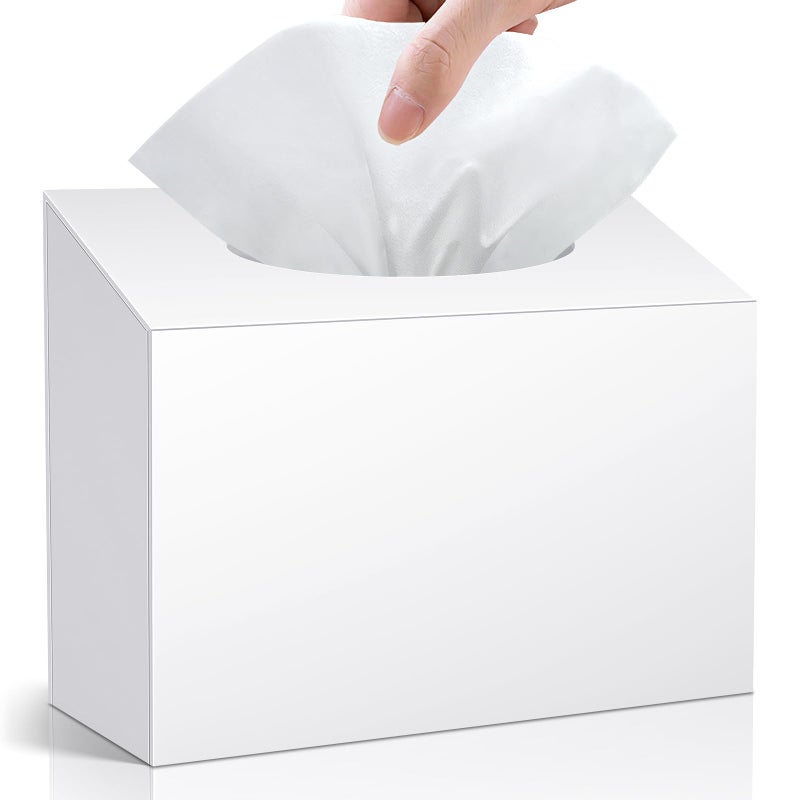 TAINESS Acrylic Hand Towel Box Cover Compatible with Kleenex Disposable Hand Towels Wall-Mounted Paper Towel Dispenser Suitable for Tabletop, Bathroom, Car, and Office Use Valentine's Day Gifts (White) - Image 1