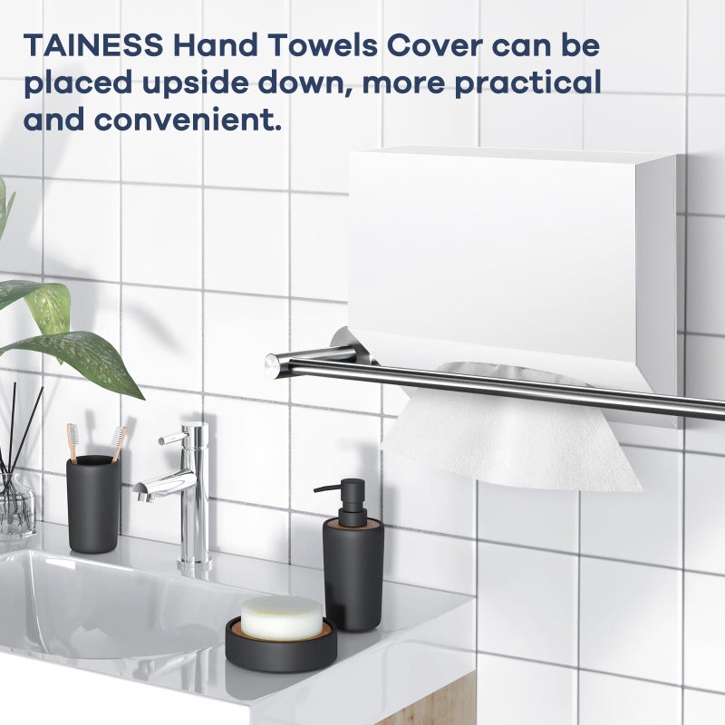 TAINESS Acrylic Hand Towel Box Cover Compatible with Kleenex Disposable Hand Towels Wall-Mounted Paper Towel Dispenser Suitable for Tabletop, Bathroom, Car, and Office Use Valentine's Day Gifts (White) - Image 3