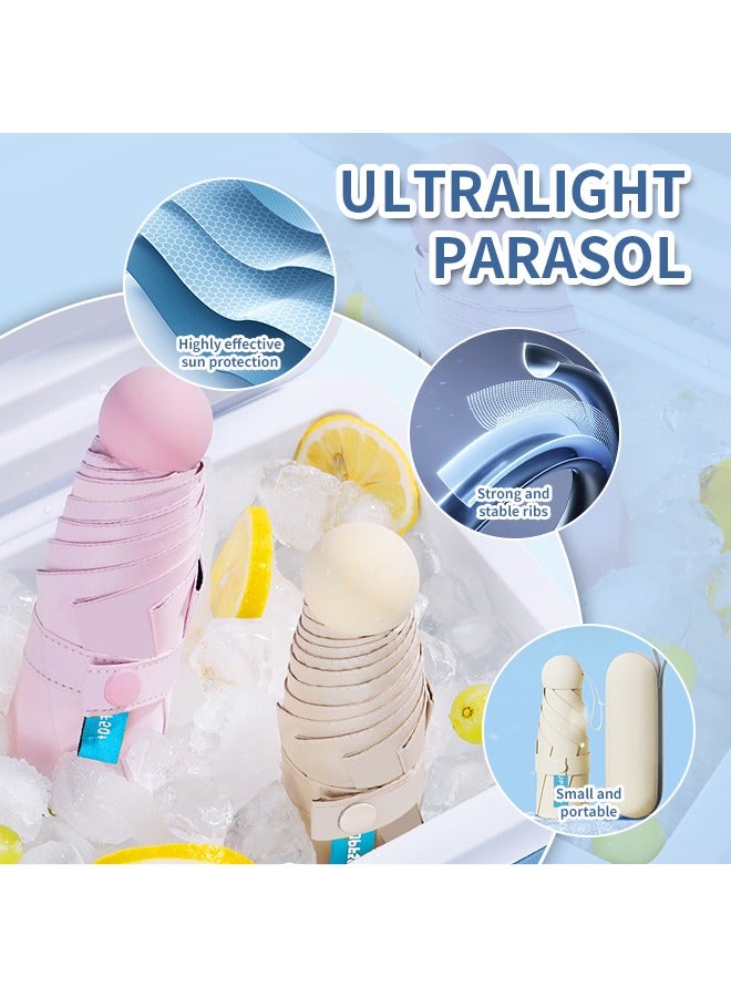 Travel Mini Umbrella for Purse With Case-Small Compact UV Umbrella Protection Sun-Lightweight Tiny Pocket Umbrella with Case,Suitable for Women, Men, and Kids - Image 3