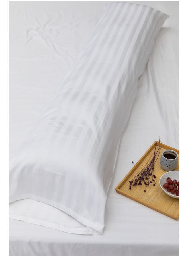 MEHALLA - Long Pillowcase Set - Satin - Double - White - 45*160cm - 100% Egyptian Cotton - Image 1