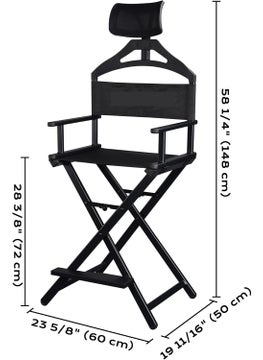 SHAMAX SHAMAX Professional Makeup Artist Director Chair Foldable Chair with Headrest Makeup Artist Chair Adjustable Height Makeup Chair with Head Rest Portable Aluminum Directors Chair for Studio  - Image 4