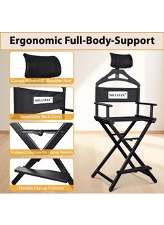 SHAMAX SHAMAX Professional Makeup Artist Director Chair Foldable Chair with Headrest Makeup Artist Chair Adjustable Height Makeup Chair with Head Rest Portable Aluminum Directors Chair for Studio  - Image 5