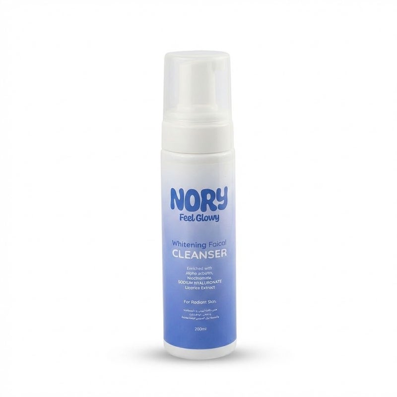 NORY Whitening Facial Cleanser with Alpha Arbutin, Niacinamide, Hyaluronic Acid & Licorice Extract, 200ml