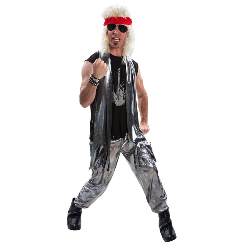 Morph 80s Rocker Costume for Men Rockstar Outfit Rock and Roll Attire Retro Rocker Look 80s Music Theme Costume XLarge