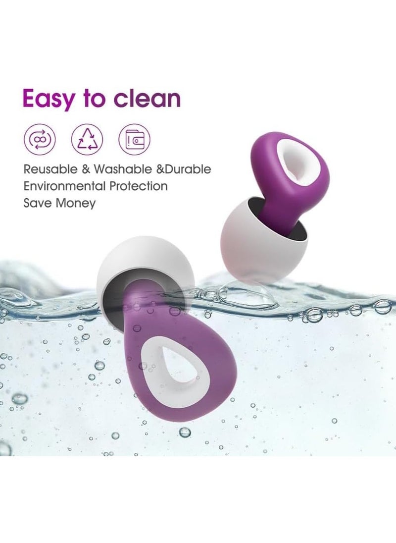 PYC - Noise Cancelling Earplugs, Ear Plugs For Sleeping Noise Cancelling, Painless Sensation And Not Easily Detached Reusable Silicone Earplugs For Sleep Snoring Noise Reduction Travel (Purple) - Image 1