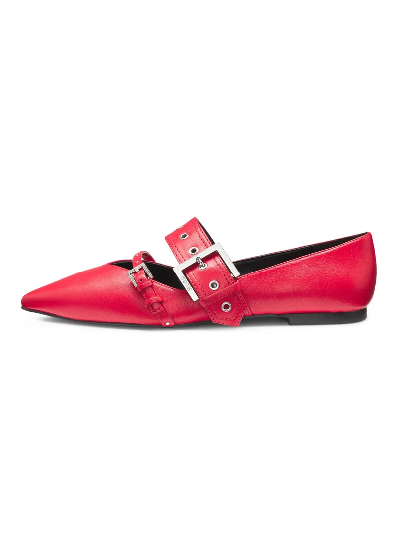 HUGO Nappa-leather ballerina pumps with buckled straps