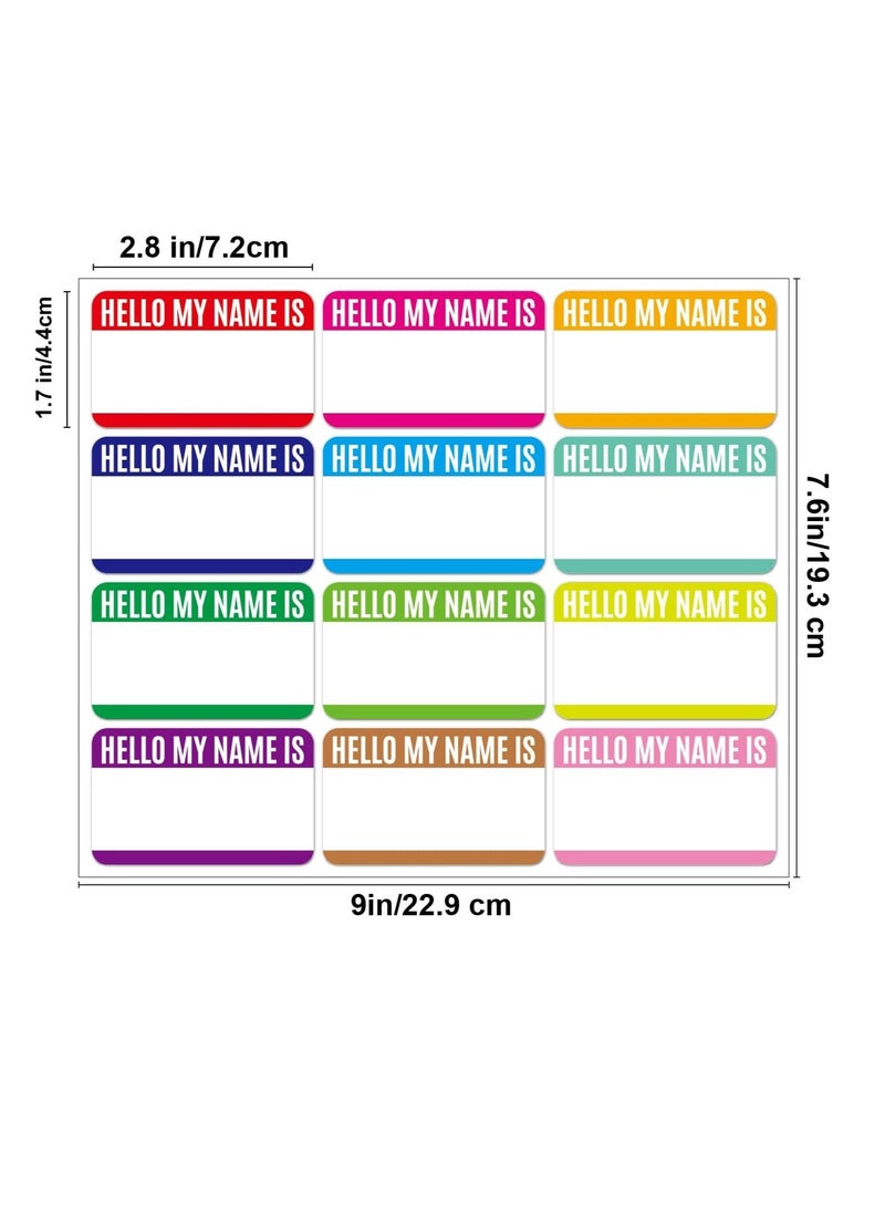 SYOSI Name Tag Stickers, "Hello My Name is" Stickers 12 Colors, Waterproof Name Tags for Clothes, Schoolbag, Cups, Name Stickers Supplies for Themed Party Family Home School Office, 96 Pcs - Image 2