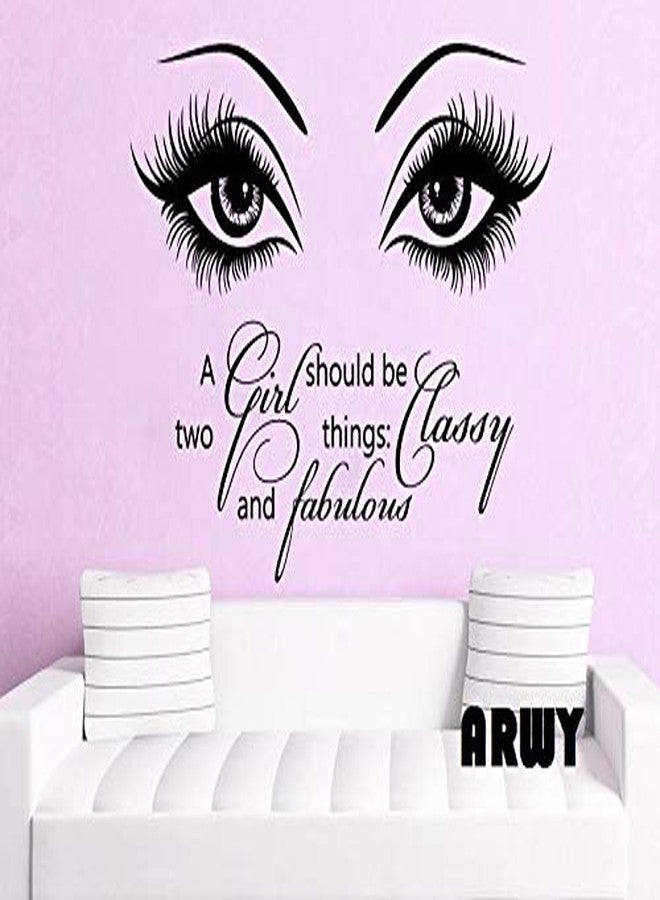 ARWY® Salon Wall Stickers Beauty Eye Wall Decals Make Up Vinyl Stickers Beauty Salon Girl Eyes Vinyl Bottom Unique Pack of 1 Apparel Size (45X66 cm)