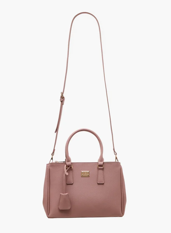 Flora Bella By Shoexpress Solid Tote Bag with Zip Closure and Adjustable Strap