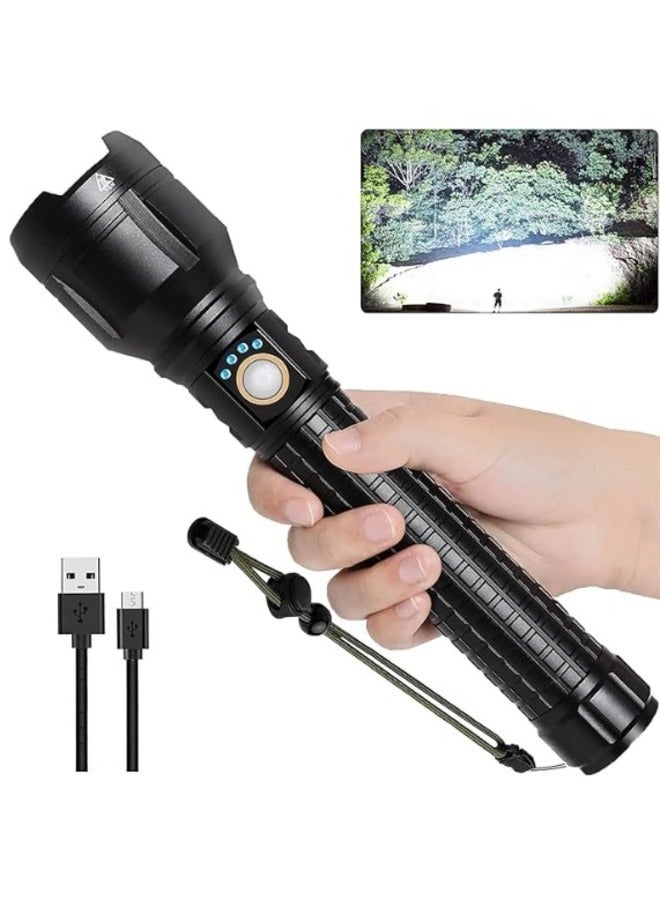 P90 Zoomable High Lumens LED Flashlights Super Bright Waterproof Torch Flashlight with Batteries Included - Image 1