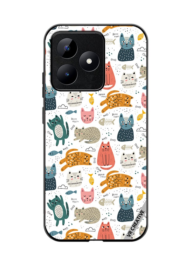 VR CREATIVE Protective Case Cover For Realme C53 Chilling Cat Pattern Design Multicolour - Image 1