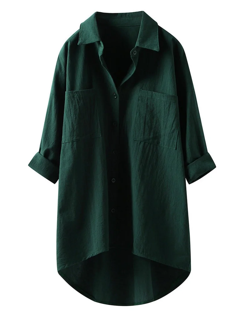 Outzidr  dark-green-oversized-longline-shirt for Women | Best Price UAE