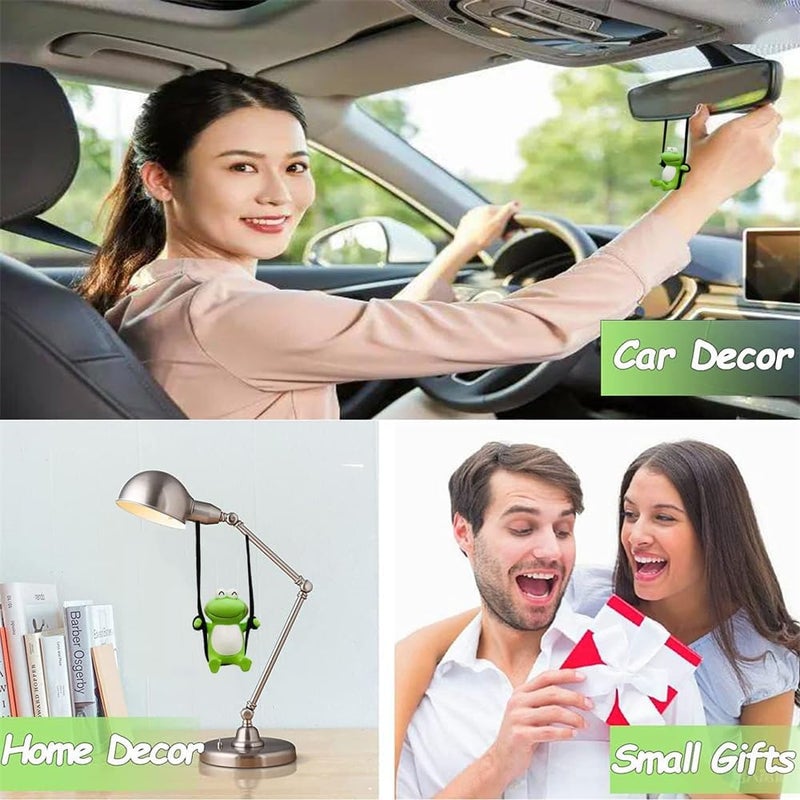 Swinging Frog Car Hanging Accessories, Rear View Mirror Decor, Car Interior Charm Pendant, Great Car Gifts (Frog) - Image 3