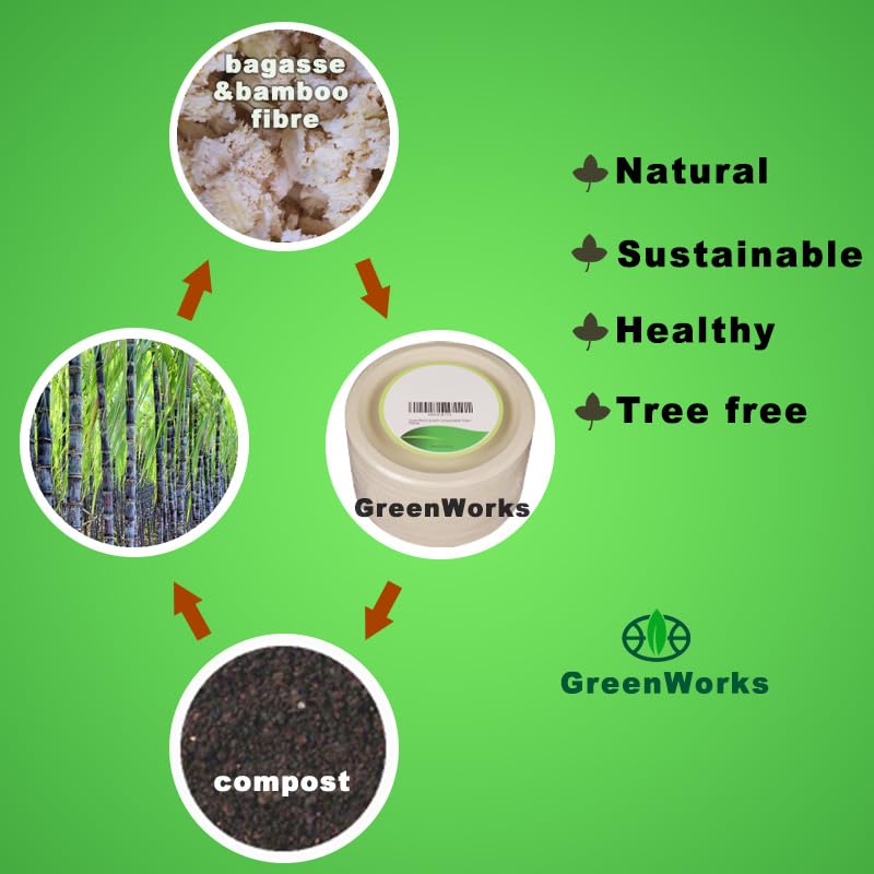 GreenWorks 500 Count 6 Small Compostable Dessert Plates  Heavy-duty Unbleached Biodegradable Bagasse and Bamboo fiber Paper Plates - Image 5