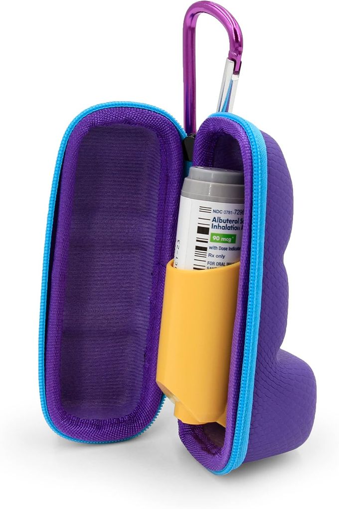 CASEMATIX Asthma Inhaler Case with Lanyard and Clip On Keychain Carabiner, Inhaler Holder Extended to Fit Standard Rescue and New Albuterol Inhaler Devices up to 4 Inches Includes Asthma Case Only - Image 4