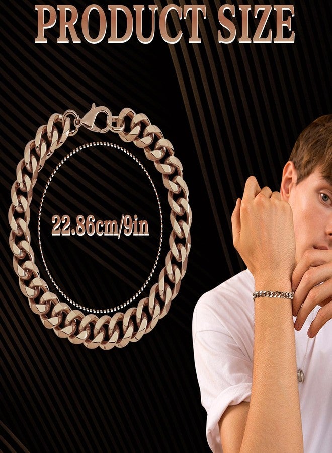 CYUXING Pure Copper Bracelet for Men, Jewelry Gift Solid Copper Link Comfortable Wear Fashionable 8.5in Chain Valentine's Day Men Women Buckle Design Accessories Rose Gold - Image 2