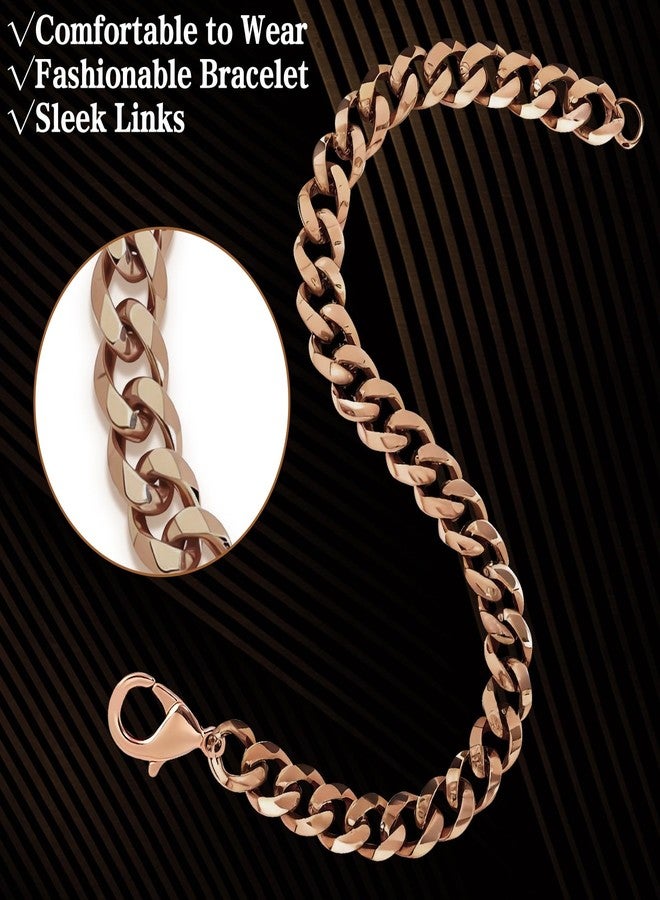 CYUXING Pure Copper Bracelet for Men, Jewelry Gift Solid Copper Link Comfortable Wear Fashionable 8.5in Chain Valentine's Day Men Women Buckle Design Accessories Rose Gold - Image 4