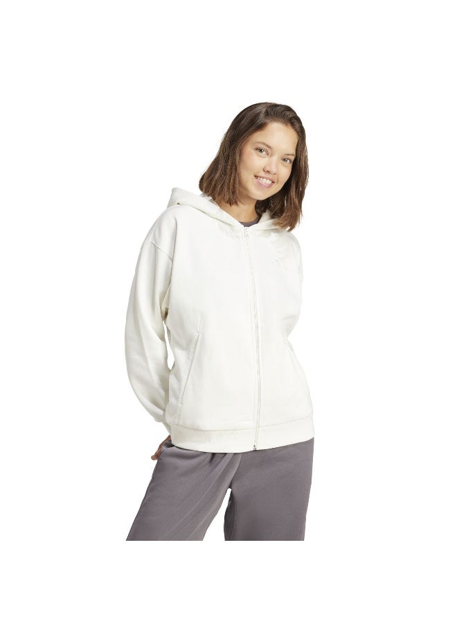 Adidas W All Szn Fz Hd White Training Track Tops For Women XS - Image 2