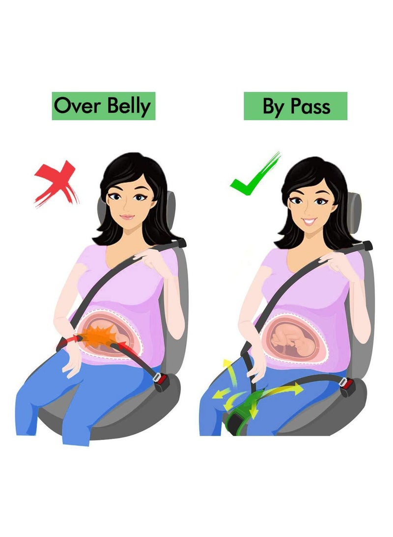 SOLARAE Pregnancy Car Seat Belt Adjuster Seat Bump Strap for Pregnant Women Protect Belly Prevent Compression of Abdomen Maternity Seat Cover Belt for Expectant Mothers Green - Image 2