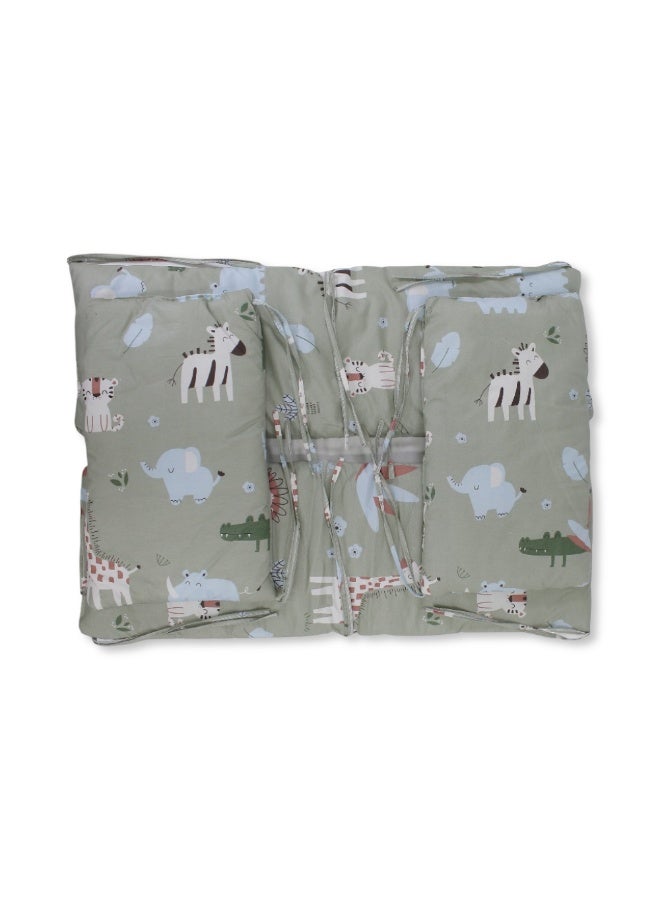 Ourkids Baby Crib Bumper Set – Mint with Animals Print - Image 1