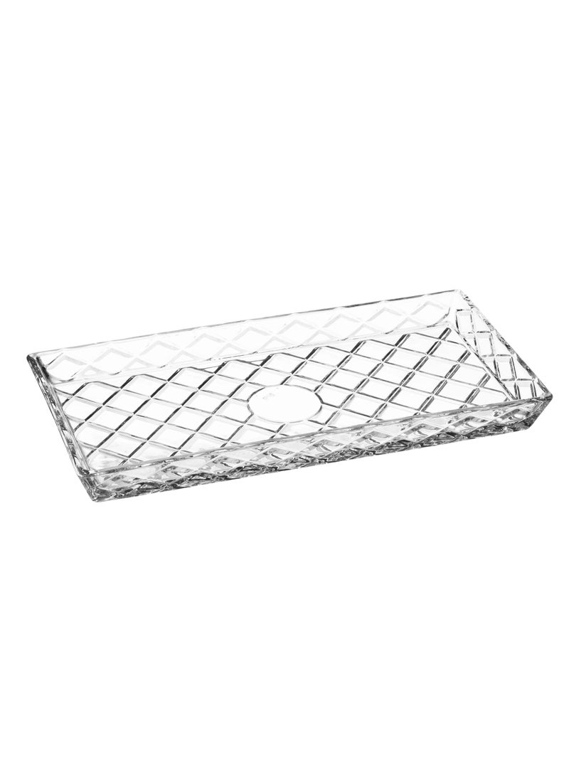 Dania Rectangular glass serving plate with squares 27*14 cm  - Image 1