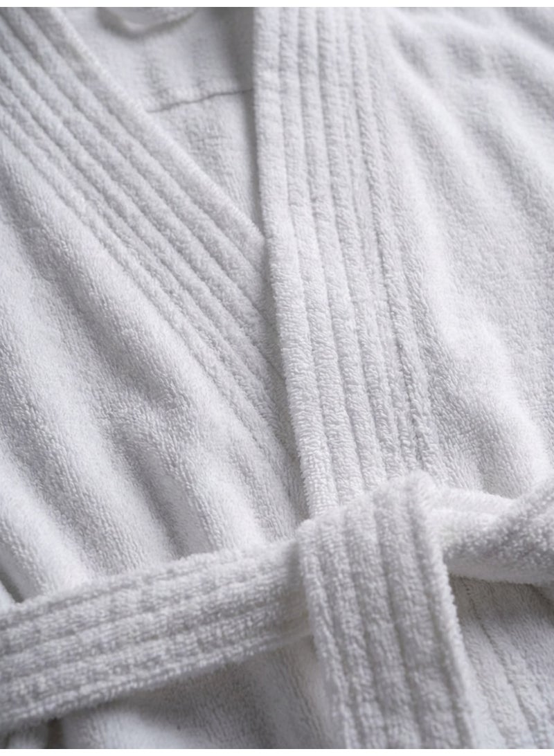 Ambrosia 100% Cotton White Terry Bathrobe XL Luxor Unisex For Men And Women Highly Absorbent Spa Shower Robe with Pockets and Belt Comfortable Hotel Wear - Image 2