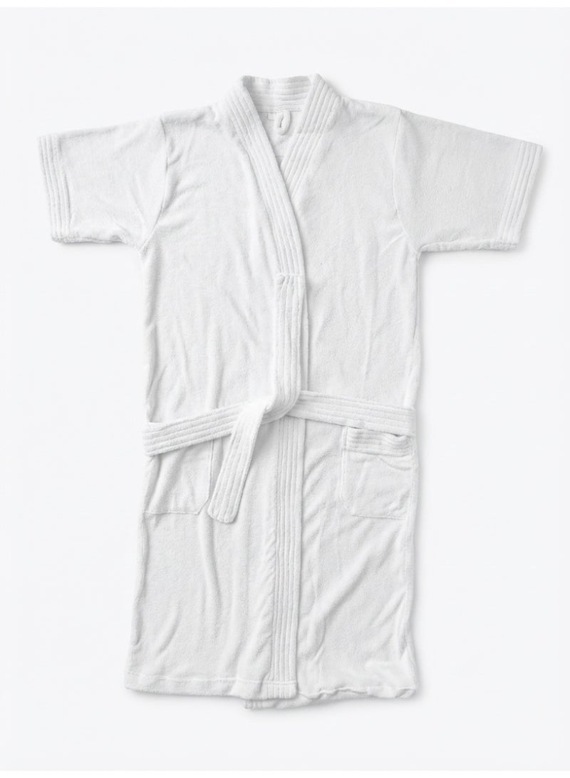 Ambrosia 100% Cotton White Terry Bathrobe XL Luxor Unisex For Men And Women Highly Absorbent Spa Shower Robe with Pockets and Belt Comfortable Hotel Wear - Image 1