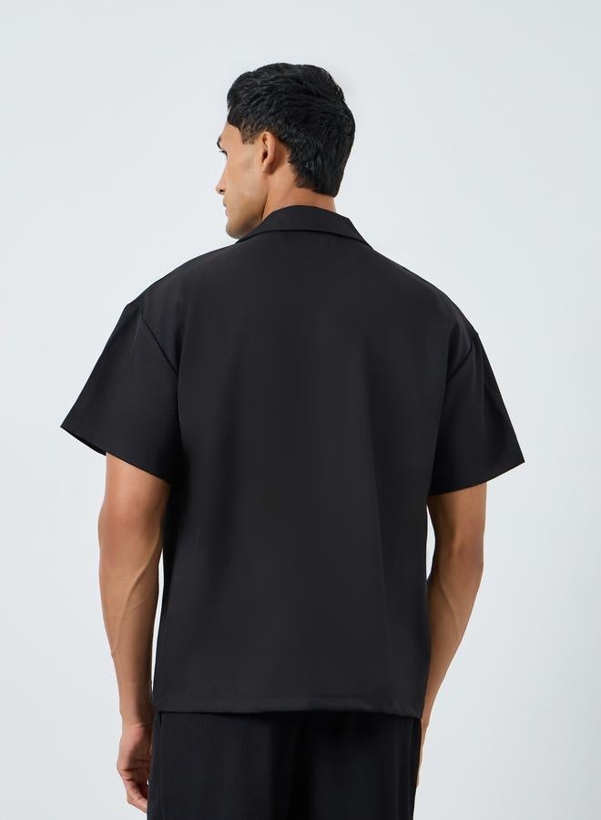 ستايلي قميص بصفين أزرار بقصة واسعة بياقة مطوية - Image 4