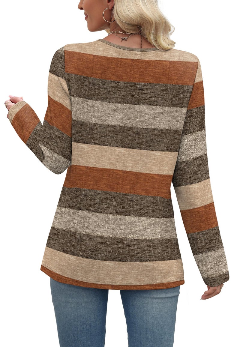 WIHOLL Long Sleeve Shirts for Women Fall Fashion 2025 Tops for Teacher Boho Tops Winter Clothing V Neck Tshirts Shirts Fall Fashion Must Haves L - Image 5