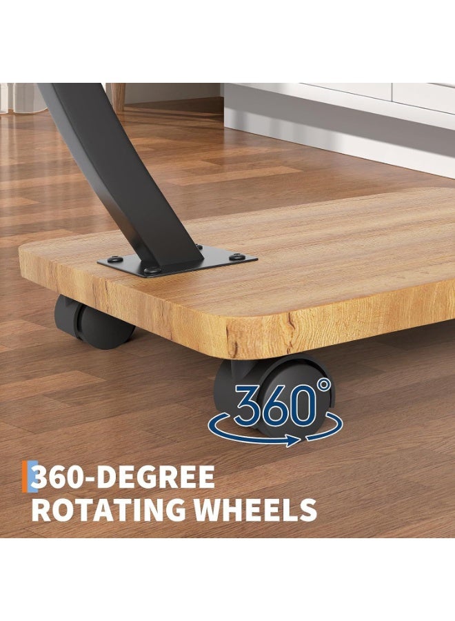 DubaiGallery Modern rolling side table with Wooden look shelves, curved metal frame, smooth caster wheels, perfect for laptop, sofa, bedside, office, space saving, sturdy, elegant home furniture, design, style, comfort, convenience. - Image 5