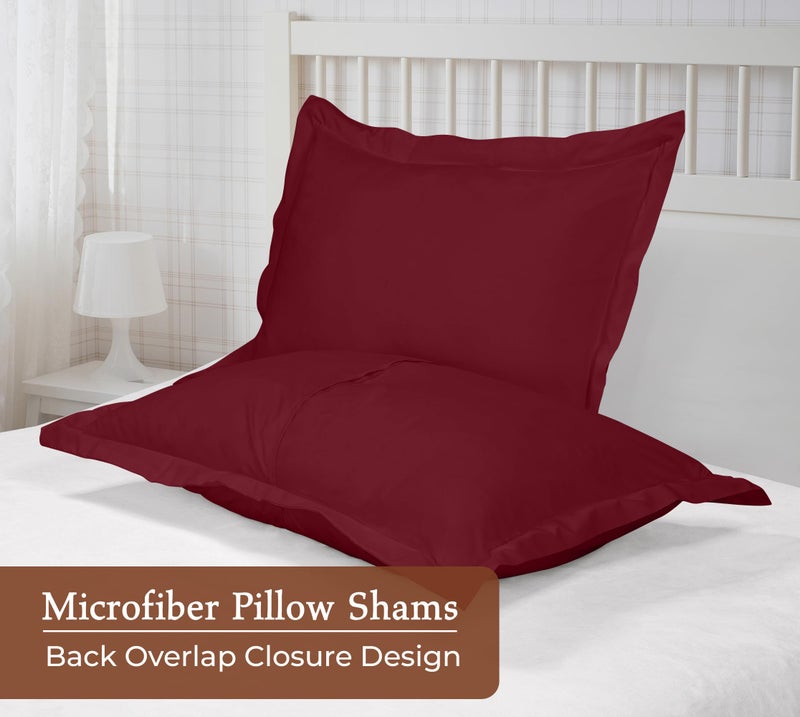 ROYALE LINENS Royale Linens Pillow Shams 2 Pack Queen Size 20x30 Inch - Prished 1800 Microfiber - Bed Pillow Shams Grinkle Restant Super Super and Dozy -Provaure Closure - Oxford Pillow Case (Queen Burgundy)  - Image 2