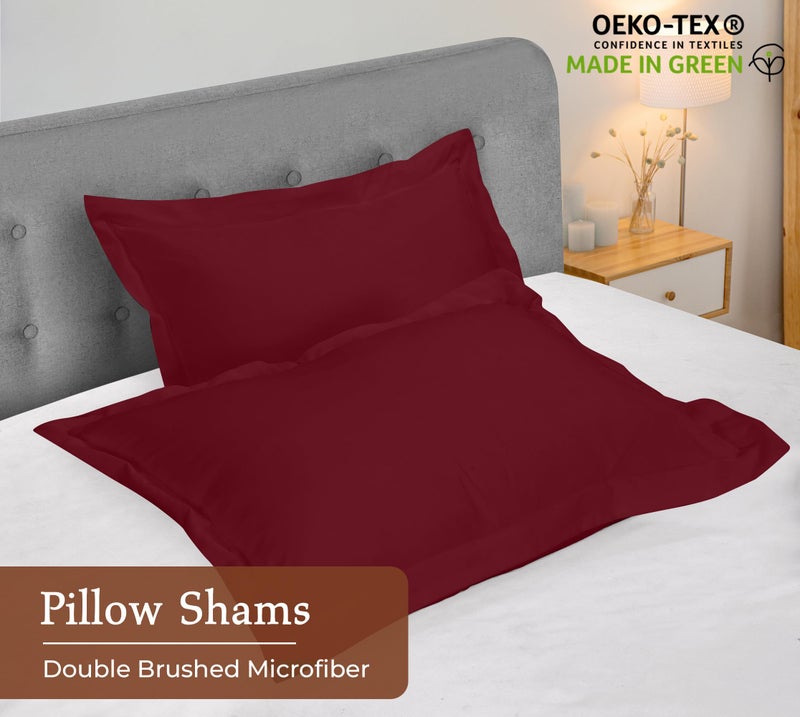 ROYALE LINENS Royale Linens Pillow Shams 2 Pack Queen Size 20x30 Inch - Prished 1800 Microfiber - Bed Pillow Shams Grinkle Restant Super Super and Dozy -Provaure Closure - Oxford Pillow Case (Queen Burgundy)  - Image 3