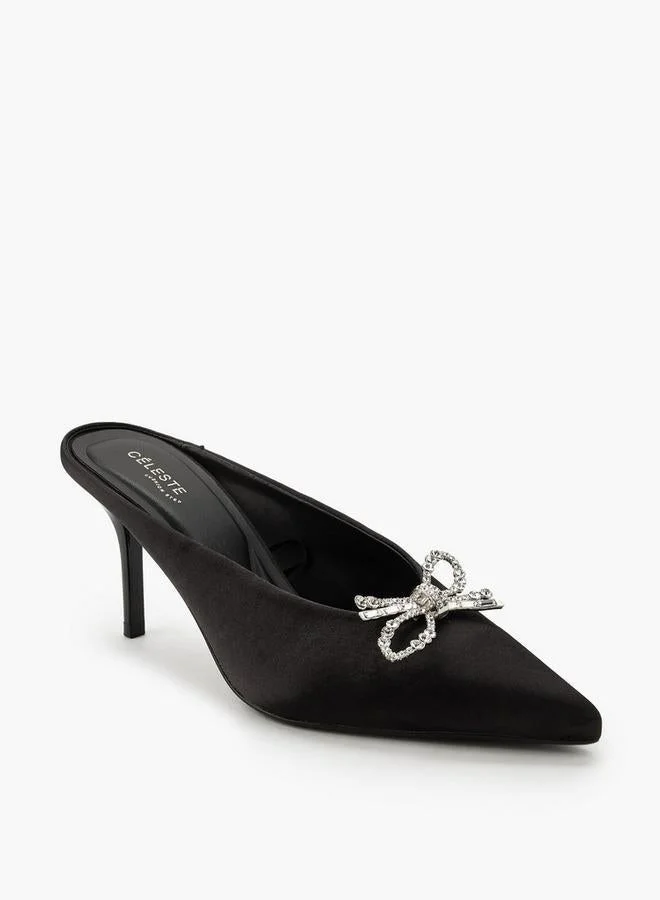 Celeste BLACK Women Embellished Pointed Stiletto Heel Mules Ramadan Collections for Women | Best Price UAE