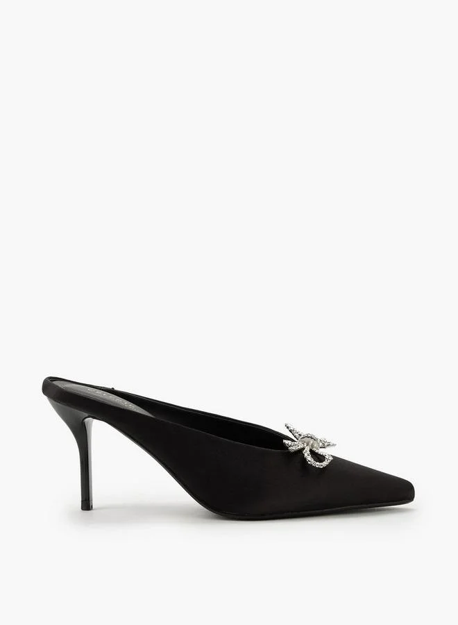 Celeste BLACK Women Embellished Pointed Stiletto Heel Mules for Women | Best Price UAE