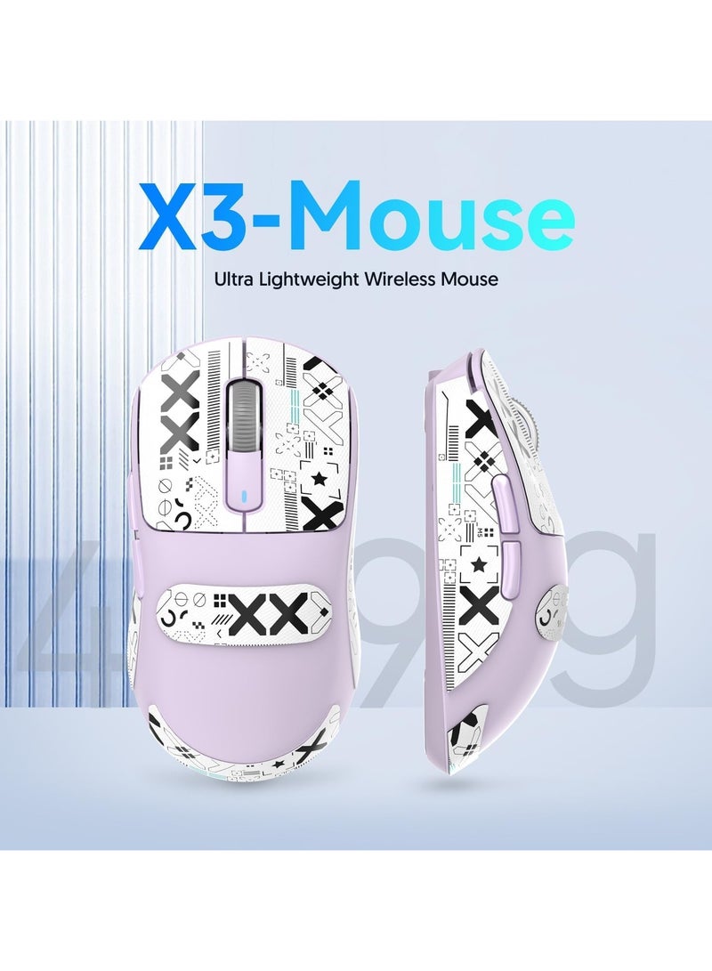 Attack Shark ATTACK SHARK X3 Wireless Gaming Mouse – Ultra-Light 49g Superlight Design – 26,000 DPI Optical Sensor – 2.4GHz Wireless, Bluetooth & Wired Connection – Programmable Buttons – RGB Lighting – Ergonomic Grip – Compatible with PC, Laptop, Mac (Purple)  - Image 2