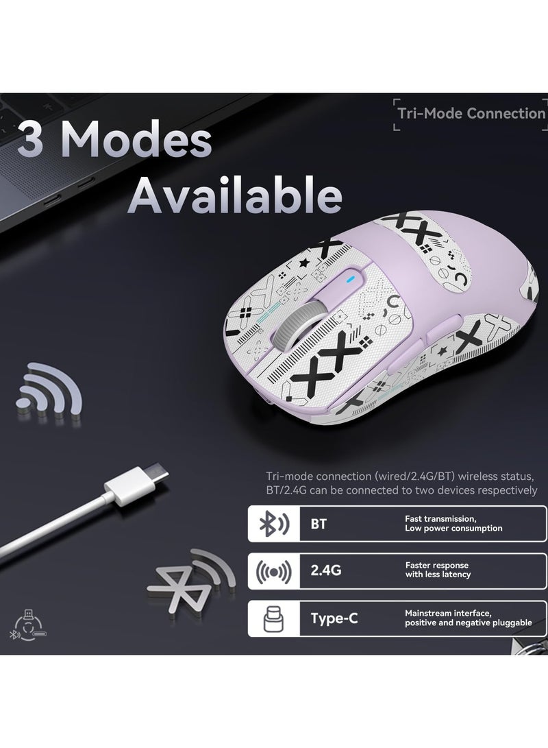 Attack Shark ATTACK SHARK X3 Wireless Gaming Mouse – Ultra-Light 49g Superlight Design – 26,000 DPI Optical Sensor – 2.4GHz Wireless, Bluetooth & Wired Connection – Programmable Buttons – RGB Lighting – Ergonomic Grip – Compatible with PC, Laptop, Mac (Purple)  - Image 4