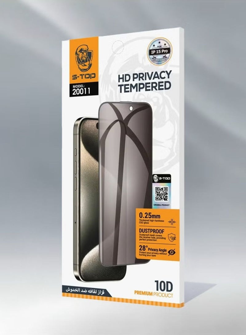 S-TOP Privacy Screen Protector for iPhone 16 Pro Max, 9H Hardness Tempered Glass Anti-Spy Layer, by S-TOP - Image 3