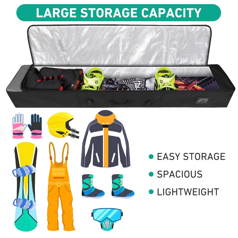 WIKAHO Padded Snowboard Bag Store & Transport Snowboards/Skis Up to 65 Inches, Ski Bag Waterproof Snowboard Bag for Air Travel - Image 3