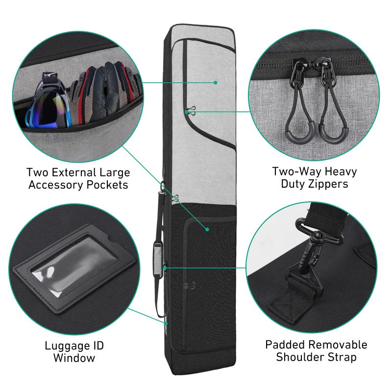 WIKAHO Padded Snowboard Bag Store & Transport Snowboards/Skis Up to 65 Inches, Ski Bag Waterproof Snowboard Bag for Air Travel - Image 4