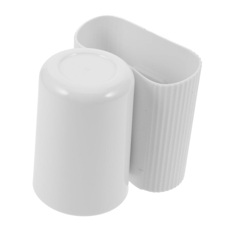 Wall Mounted Toothbrush Holder With Toothpaste Dispenser White Plastic Bathroom Organizer - Image 2