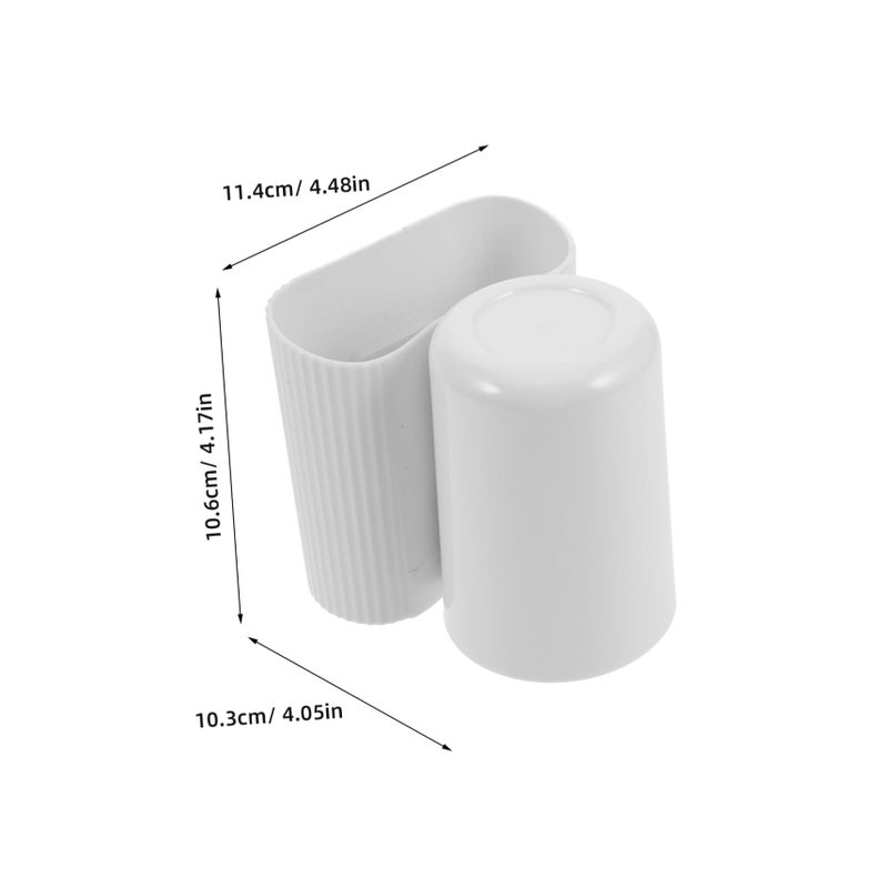 Wall Mounted Toothbrush Holder With Toothpaste Dispenser White Plastic Bathroom Organizer - Image 3