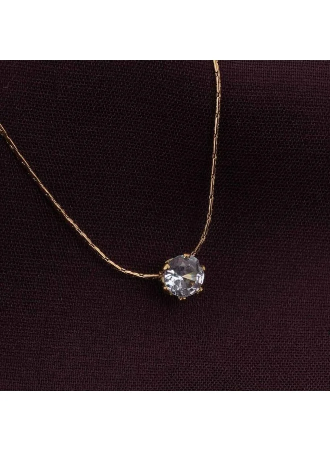 Palmonas PALMONAS 18k Gold Plated Delicate Diamond Studded Necklace for Women