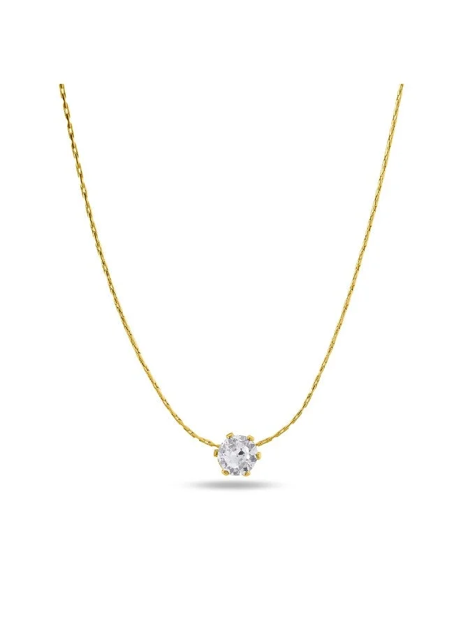 PALMONAS 18k Gold Tone Plated Delicate Diamond Studded Necklace
 for Women