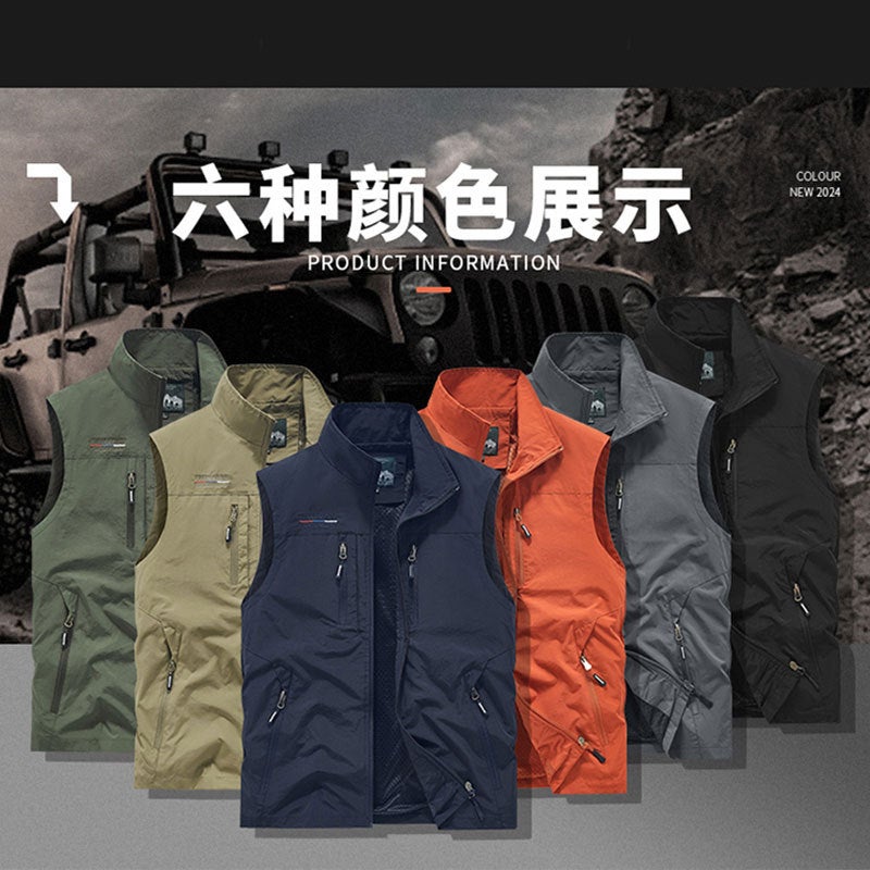 سترة عمل رجالية رقيقة متعددة الجيوب في الهواء الطلق جديدة لصيف وخريف 2024 - Image 5