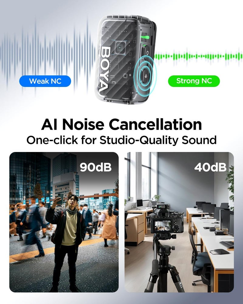 ميكروفون لافاليير لاسلكي MIC 2 مع تقنية إلغاء الضوضاء بالذكاء الاصطناعي وشاشة AMOLED تعمل باللمس - Image 2