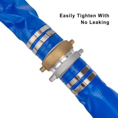 Eastrans خرطوم تصريف وعودة مياه السباحة بقطر 3" وطول 100' بلون أزرق من PVC، خرطوم مسطح معزز للاستخدام الثقيل مع وصلات ألومنيوم دائرية - Image 4